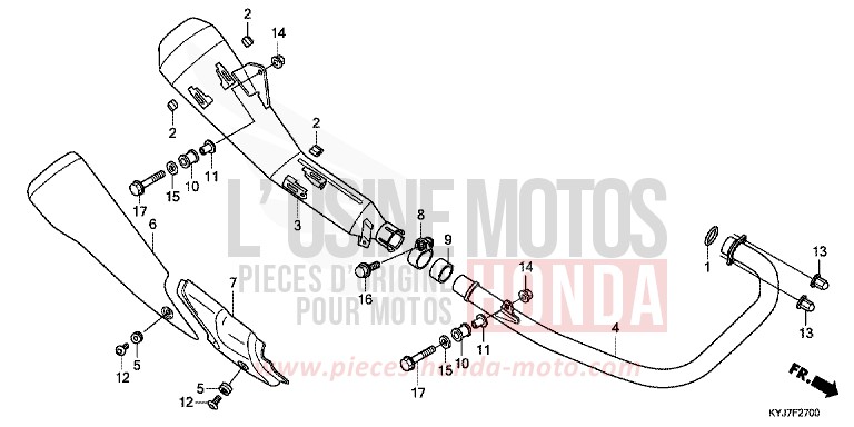 EXHAUST MUFFLER for CBR250R ABS PEARL HIMALAYAS WHITE (NHA87) from 2013